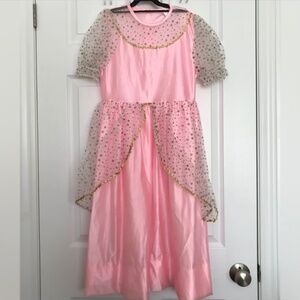 Pretty Princess Costume Dress Girls M Size 8-10 With Belt Pink Gold Stars